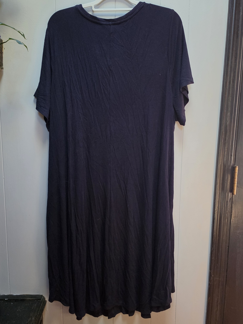 Navy Ribbed Swing Dress - Picture 2 of 3